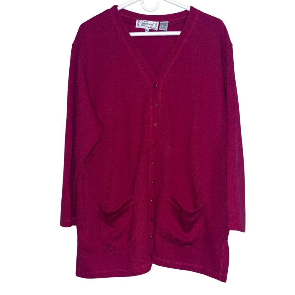 Sarah Bentley Womens Magenta Button Front Cardigan Sweater 1x
